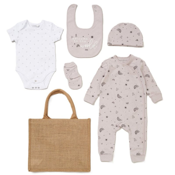 Home Grown Baby (0rganic) 6pc Baby Unisex Mesh Bag Gift Set - E08705 Welcome to the World