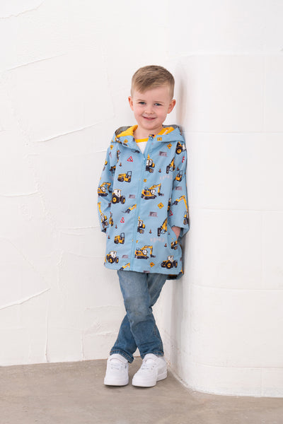 Little Lighthouse Ethan Jacket - Blue JCB Digger Print