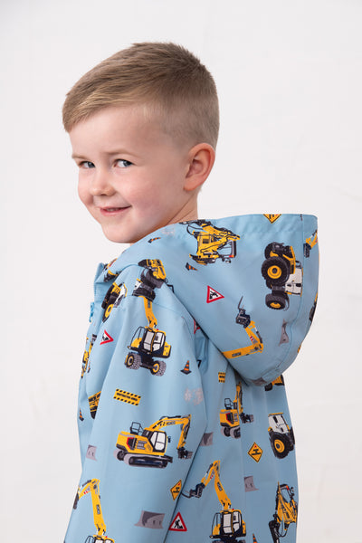 Little Lighthouse Ethan Jacket - Blue JCB Digger Print