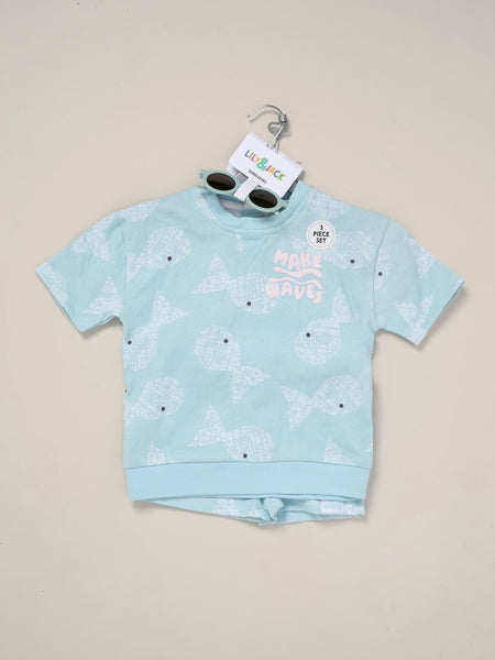 Lily & Jack Baby Boys 3 Piece Top & Short Outfit With Sun Glasses F10224INF