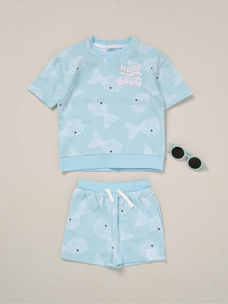 Lily & Jack Baby Boys 3 Piece Top & Short Outfit With Sun Glasses F10224INF