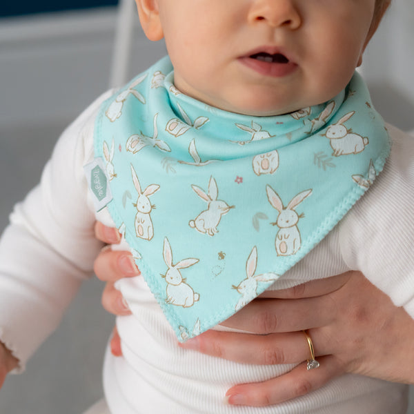 Ziggle Bandana Dribble Bibs Bunnies on Mint