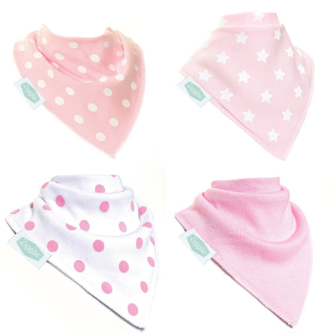 Ziggle Bandana Dribble Bibs Pink and White Bib Set