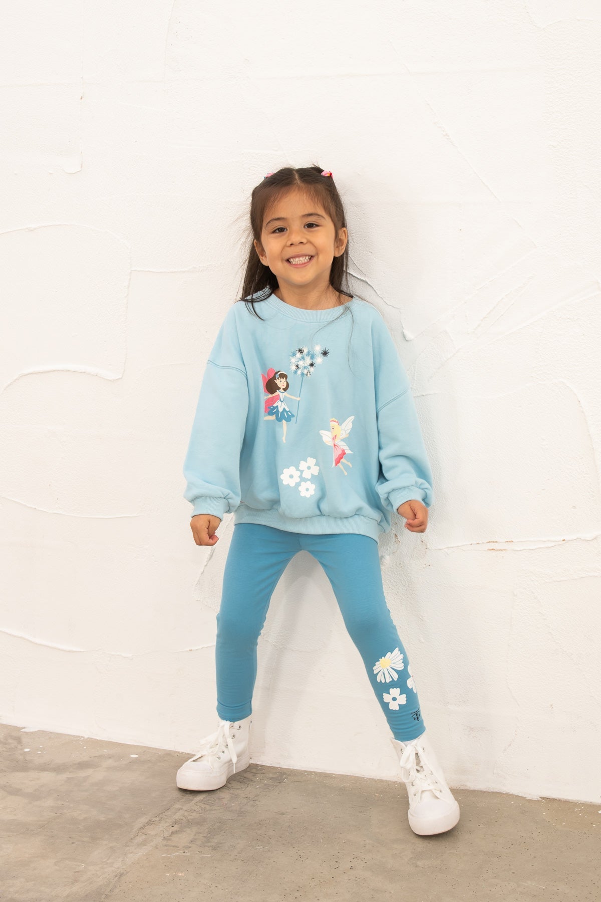 Little Lighthouse Girl's Flora Sweatshirt - Pale Blue Fairy Print