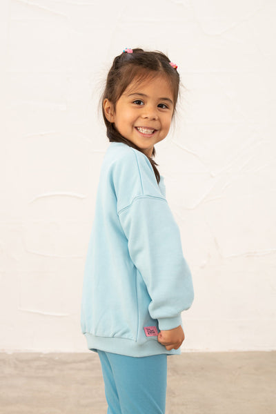 Little Lighthouse Girl's Flora Sweatshirt - Pale Blue Fairy Print