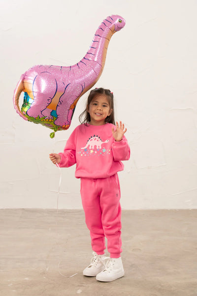 Little Lighthouse Girl's Flora Sweatshirt - Bright Pink Steggie Print