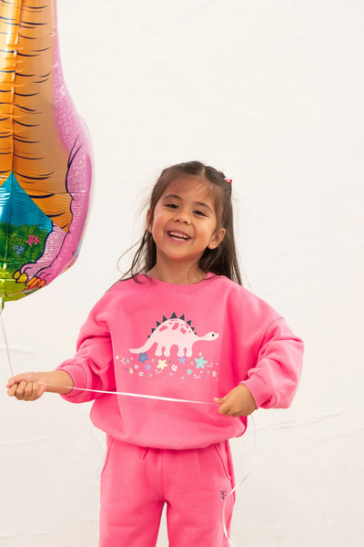 Little Lighthouse Girl's Flora Sweatshirt - Bright Pink Steggie Print