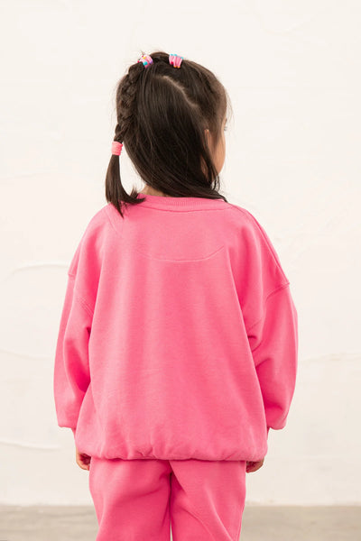 Little Lighthouse Girl's Flora Sweatshirt - Bright Pink Steggie Print