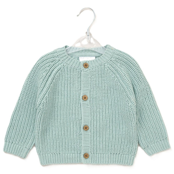 Rock A Bye Baby Baby Cotton Knit Cardigan With Embroidery Detail G10832 Baby Blue
