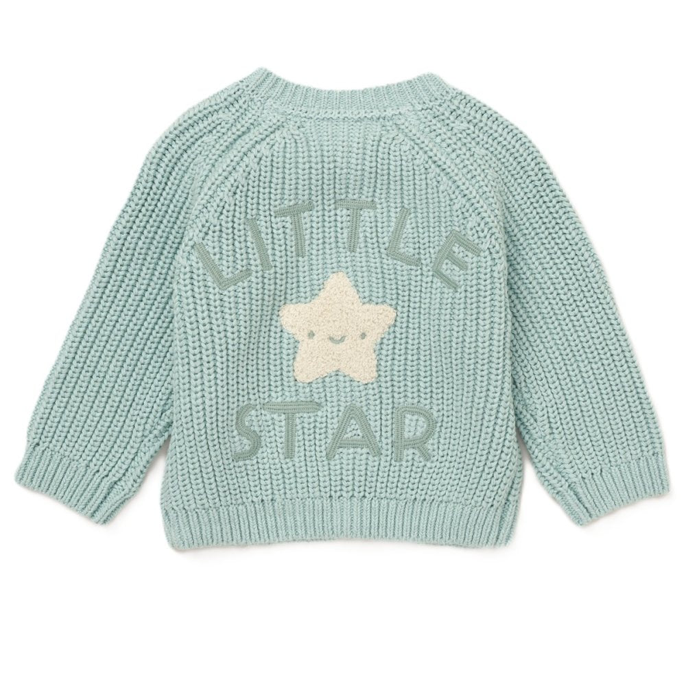 Rock A Bye Baby Baby Cotton Knit Cardigan With Embroidery Detail G10832 Baby Blue