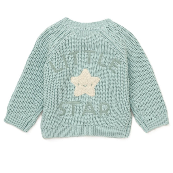 Rock A Bye Baby Baby Cotton Knit Cardigan With Embroidery Detail G10832 Baby Blue