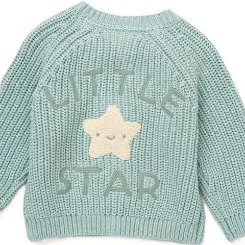 Rock A Bye Baby Baby Cotton Knit Cardigan With Embroidery Detail G10832 Baby Blue