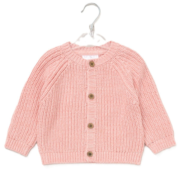 Rock A Bye Baby Baby Cotton Knit Cardigan With Embroidery Detail G10833 Baby Pink