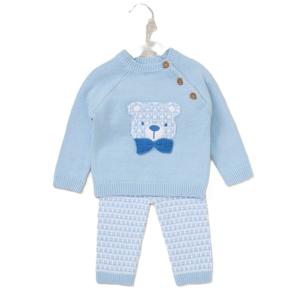 Rock A Bye Baby Baby Boys Knitted 2 Piece Outfit G10860 Baby Blue