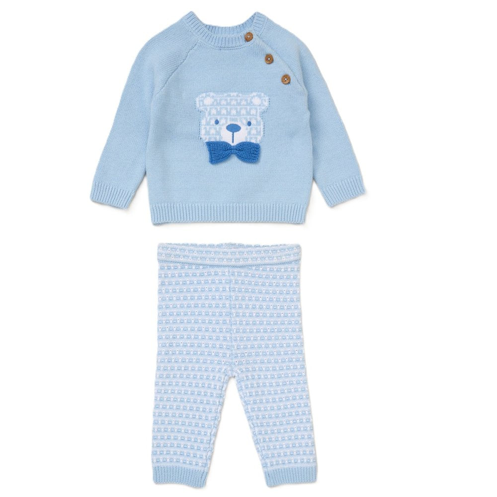 Rock A Bye Baby Baby Boys Knitted 2 Piece Outfit G10860 Baby Blue