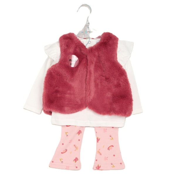 Lily & Jack Girls Faux Fur Gilet, Top & Legging Outfit G10878TOD