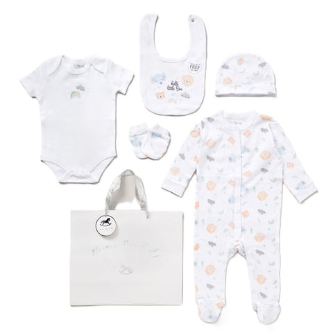 Rock A Bye Baby Unisex  6 Piece Mesh Bag Gift Set G12412 Safari Animals