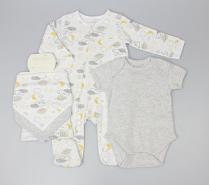 Ela & Ren 5 Piece Layette Set "Happy Sky" White-Grey E13395