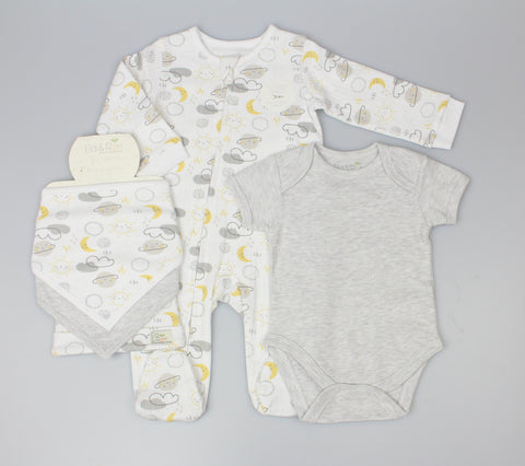 Ela & Ren 5 Piece Layette Set "Happy Sky" White-Grey E13395