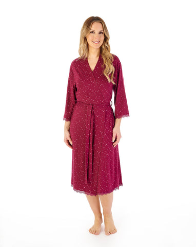 Gaspe Women's Housecoat GL08704RD Star Print Red