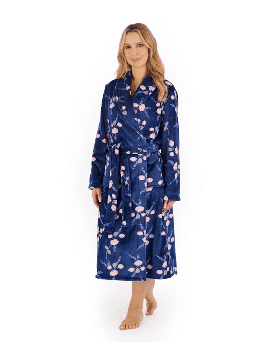 Ladies Slenderella House Coat HC06313 Navy