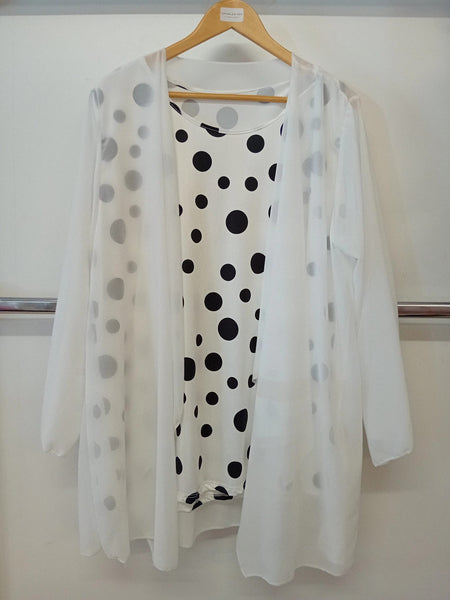 New Collection Ladies One Size Sheer Twinset NC3005 Polka Dot