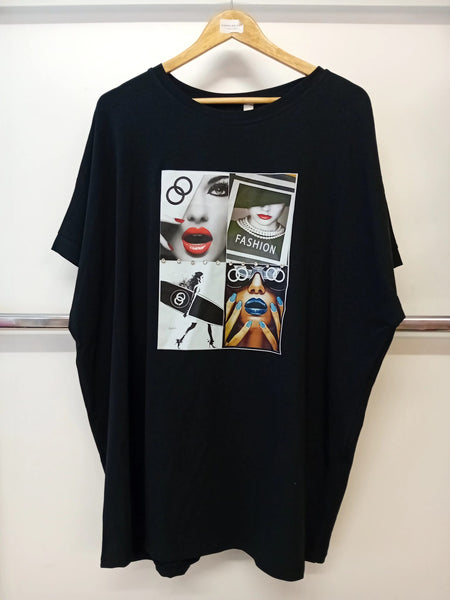 New Collection Ladies Oversized Batwing Print Tshirt NC38120
