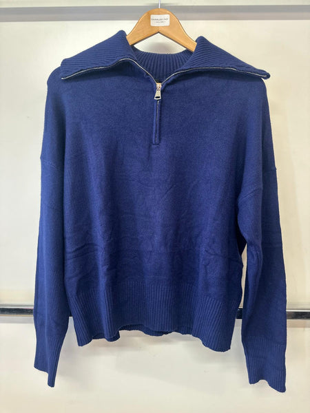 Naiif Ladies  1/4 Zip Jumper with Oversized Collar One Size E163