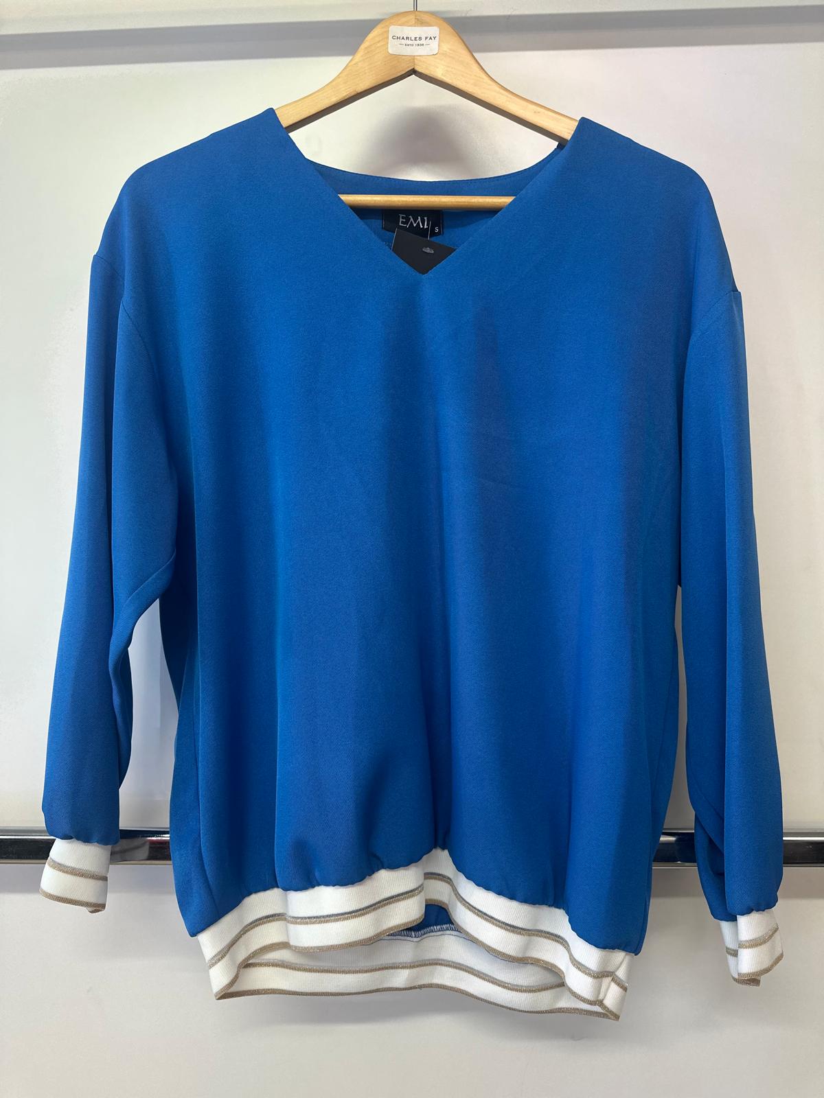 ladies v neck plain  royal top