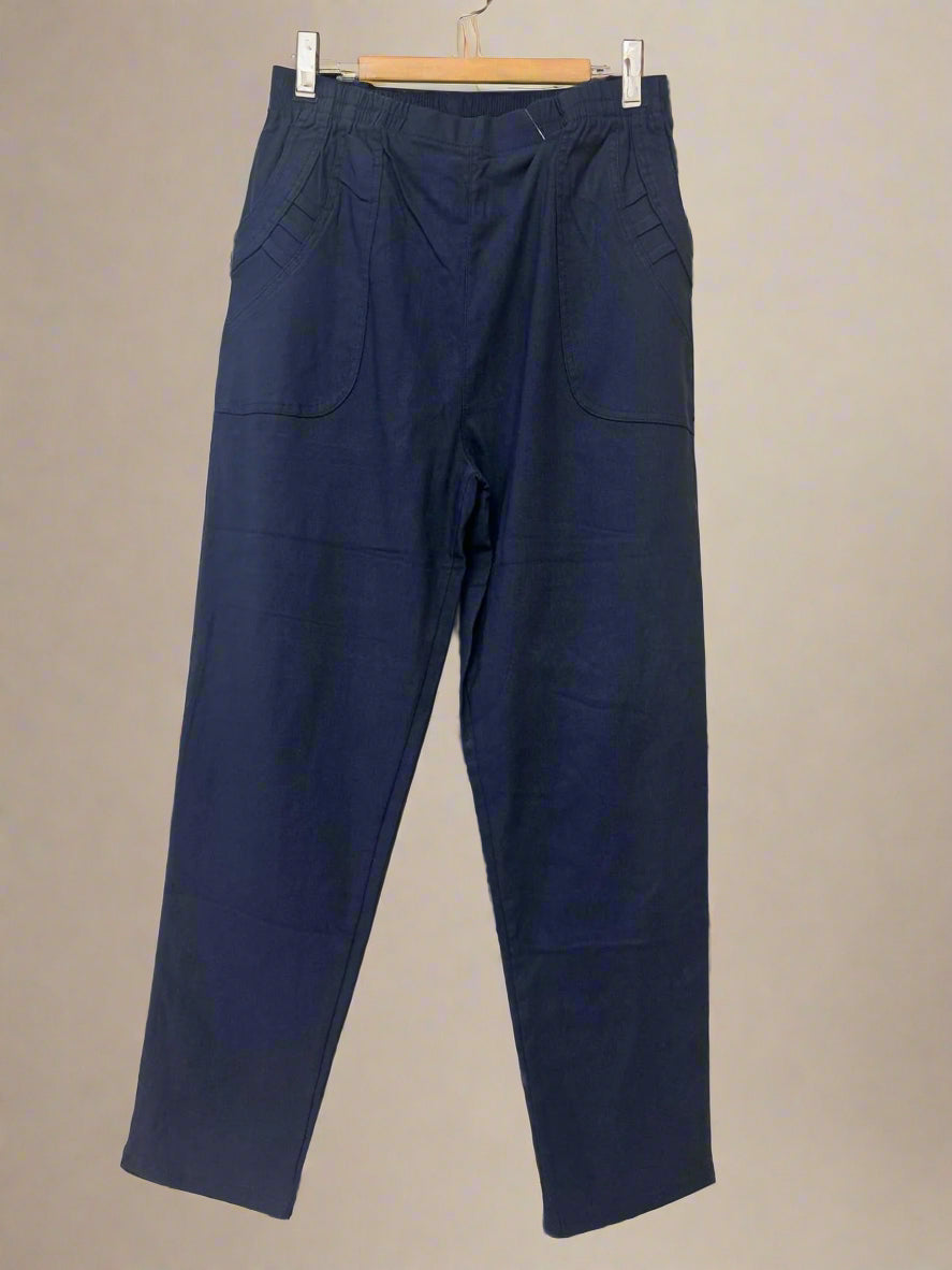 Philippe Cecile navy stretch elastic  waist trousers