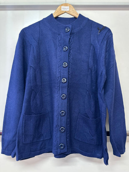 Belle Femme Ladies High Neck Button Cardigan with Pockets R-1166