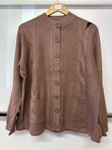 Belle Femme Ladies High Neck Button Cardigan with Pockets R-1166