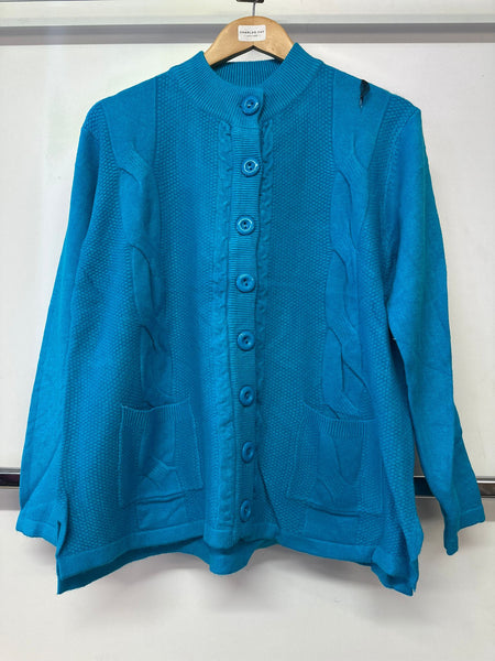 Belle Femme Ladies High Neck Button Cardigan with Pockets R-1166