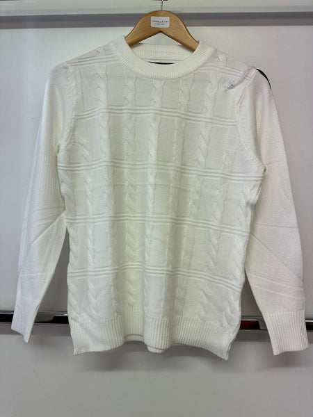 Belle Femme Ladies Wool Cable Knit Jumper R-5016