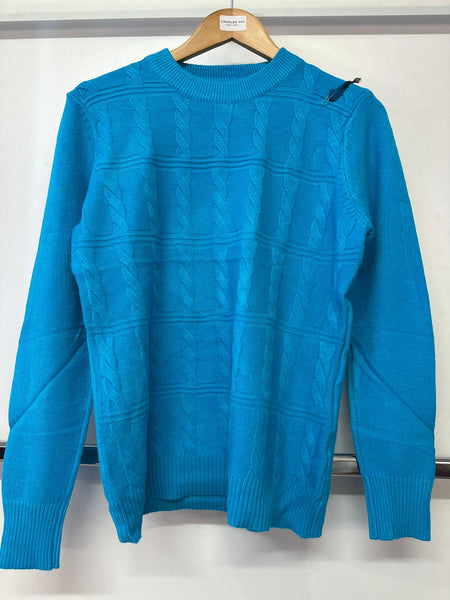 Belle Femme Ladies Wool Cable Knit Jumper R-5016