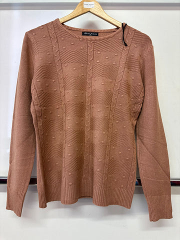 Belle Femme Ladies Wool Cable Knit Jumper R-5022