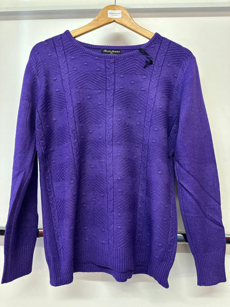 Belle Femme Ladies Wool Cable Knit Jumper R-5022