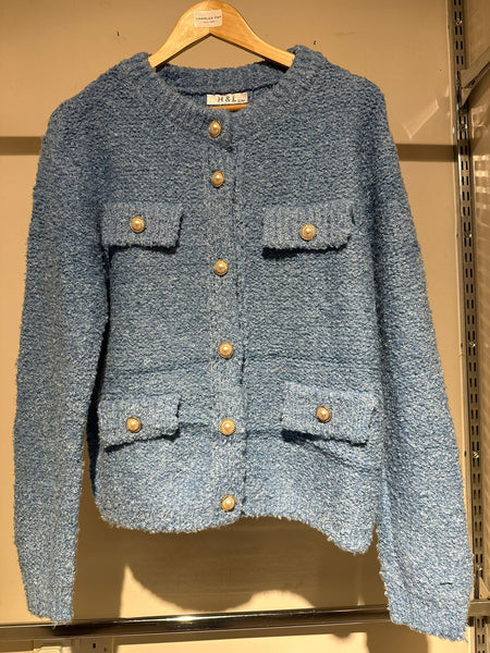 H&L Ladies Cardigan with Faux Pearl Buttons with Pockets K-5021