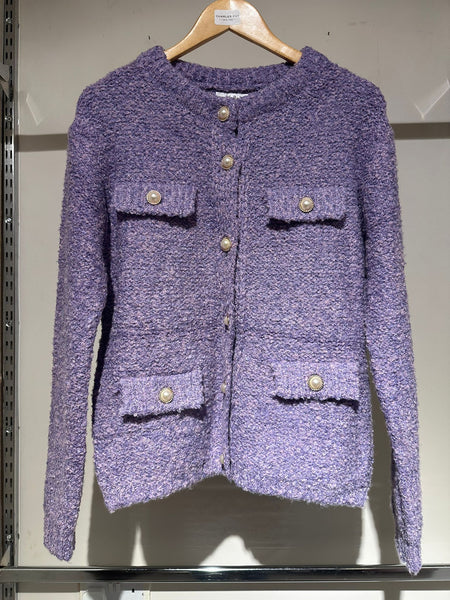 H&L Ladies Cardigan with Faux Pearl Buttons with Pockets K-5021