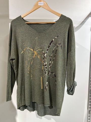 New Collection Ladies Rolled Sleeve Top Metallic Shimmer One Size