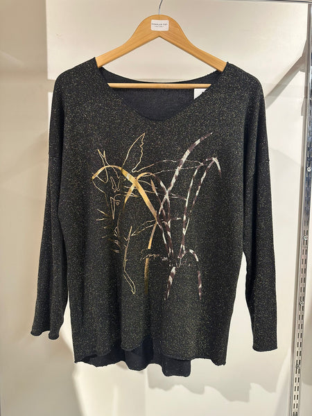 New Collection Ladies Rolled Sleeve Top Metallic Shimmer One Size