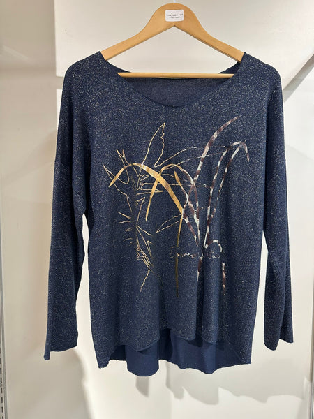 New Collection Ladies Rolled Sleeve Top Metallic Shimmer One Size