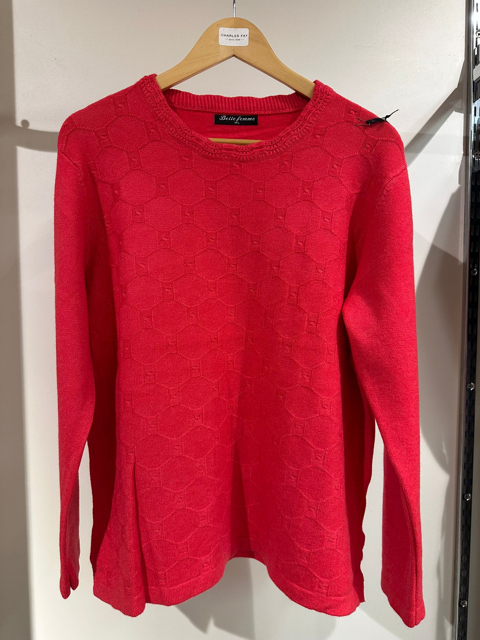 Belle Femme Ladies Wool Cable Knit Jumper R-9978