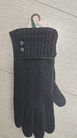 Ladies Faux Suede Dress Gloves with Button Detail C-122