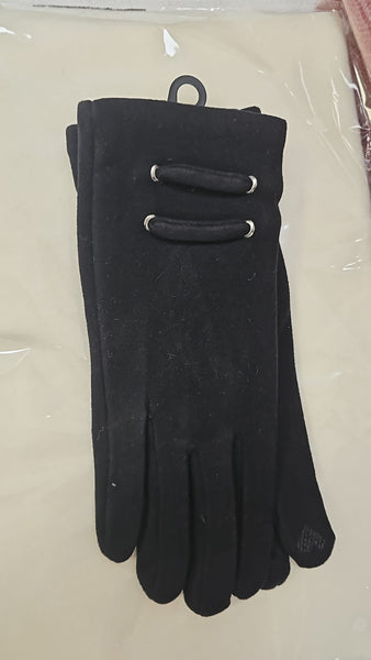 Ladies Faux Suede Dress Gloves with Button Detail C-122