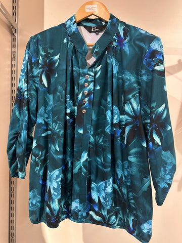 Kira Ladies Print  Button Top Abstract Print K1637