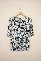 ladies  short  sleeved  black  white  top