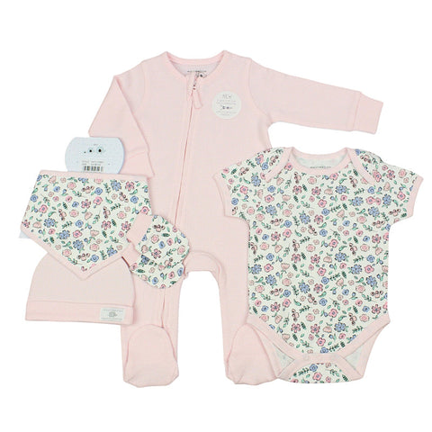 Watch Me Grow Baby Girl's 5 Piece Layette Set  "Floral Print" J13902 Pink