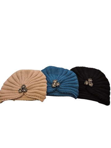 MM Sweet Ladies Knitted Turban Style Jewelled Hat CM-1123