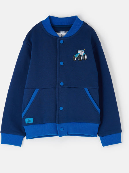 Little Lighthouse Boys Spencer Varsity Jacket - Blue Tractor Navy